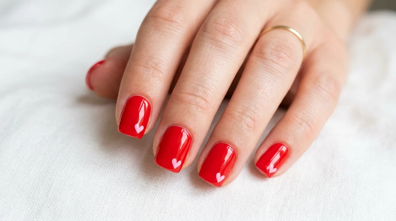 Try matte red with glossy hearts