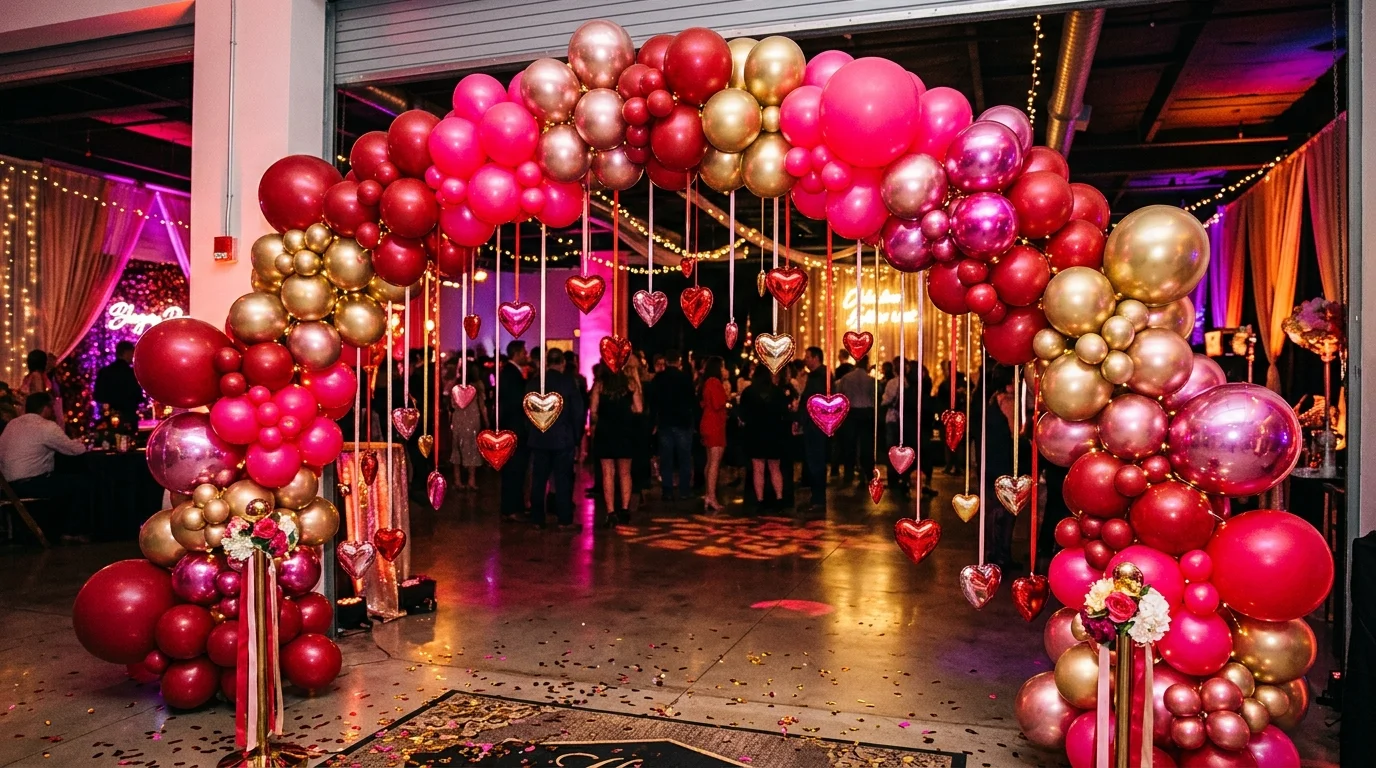 Use flowers tucked between balloons