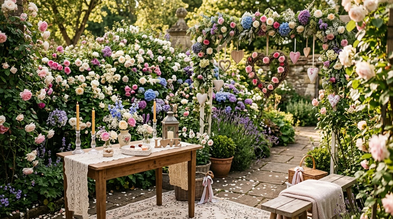 Use a picnic setup with flowers and sweets