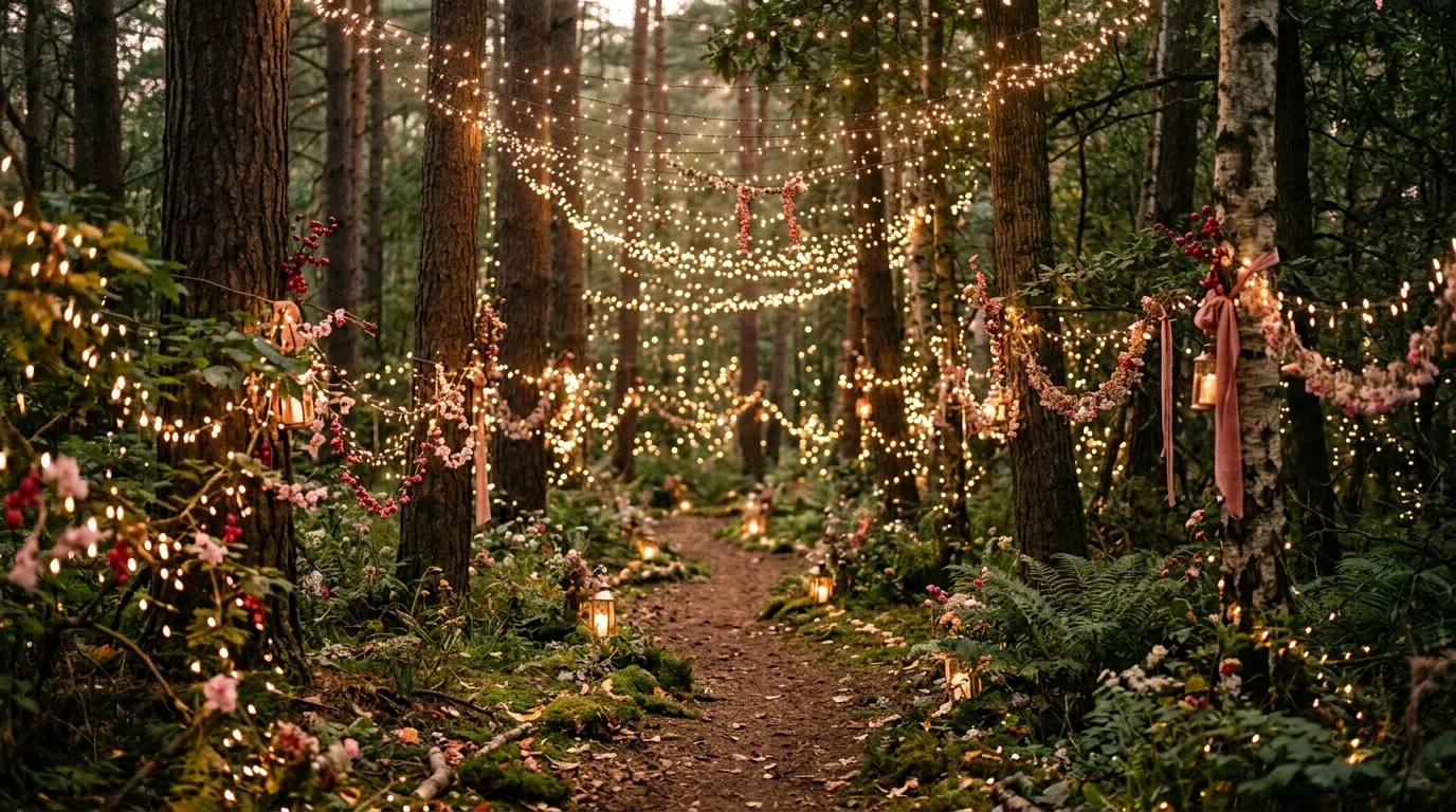 Add heart balloons to a garden scene