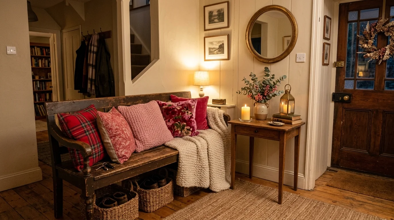 Add a heart garland over the mirror