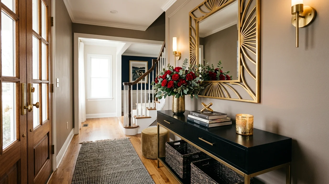 Layer a seasonal doormat or runner