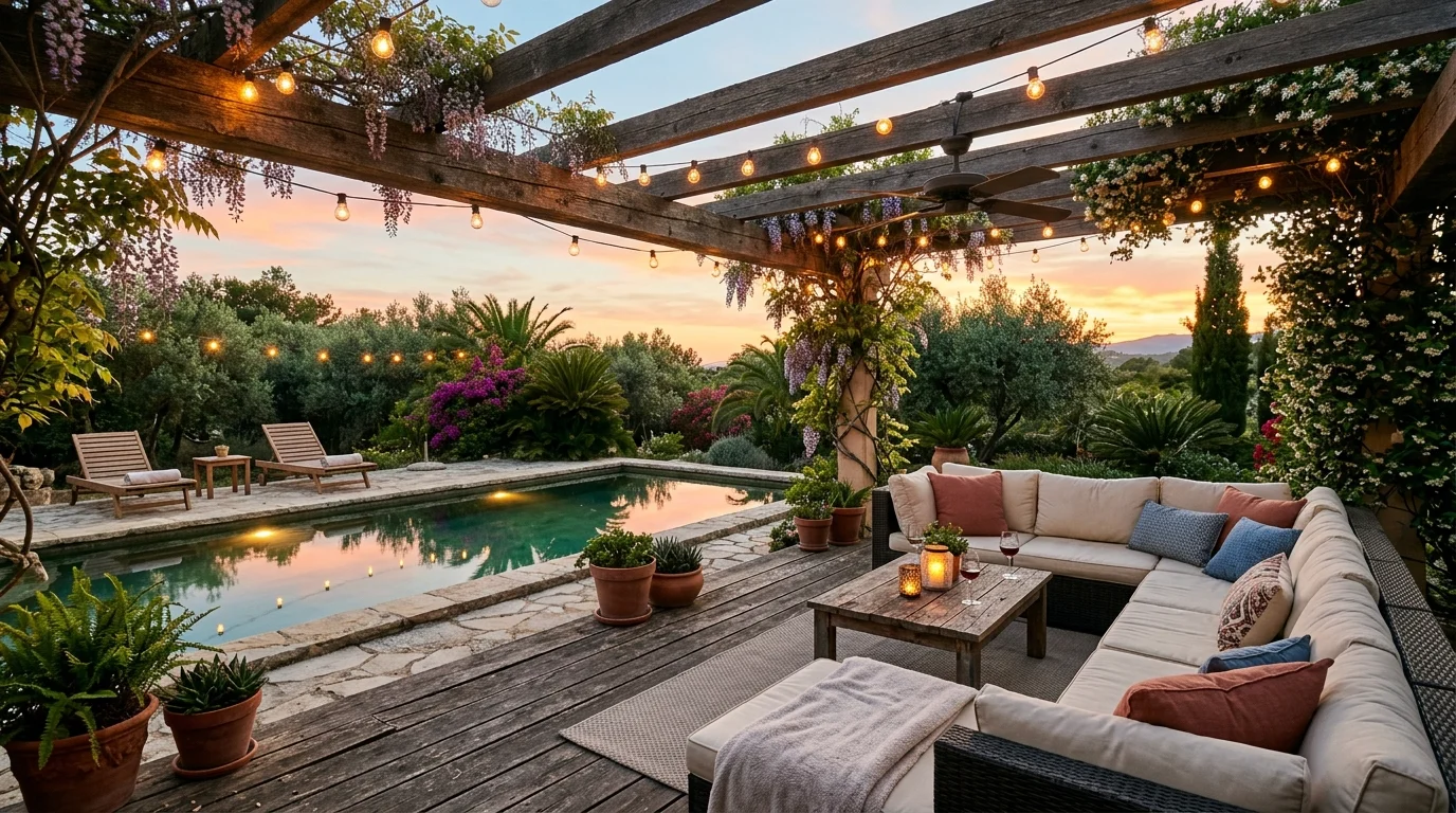 Use an outdoor rug under seating