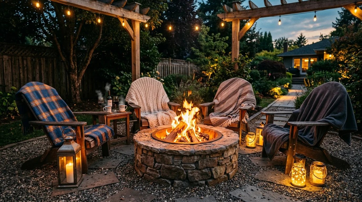 Use outdoor rugs under seating