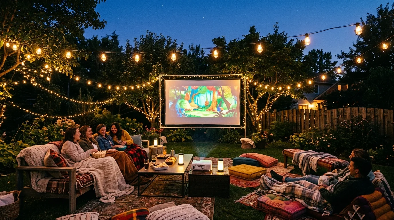 Make an outdoor movie corner