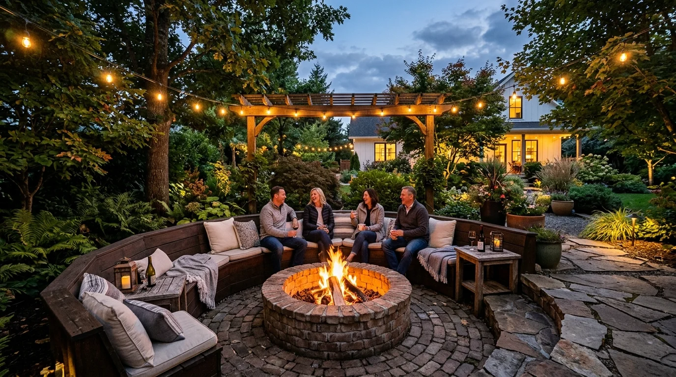 Create a firepit dining hybrid area