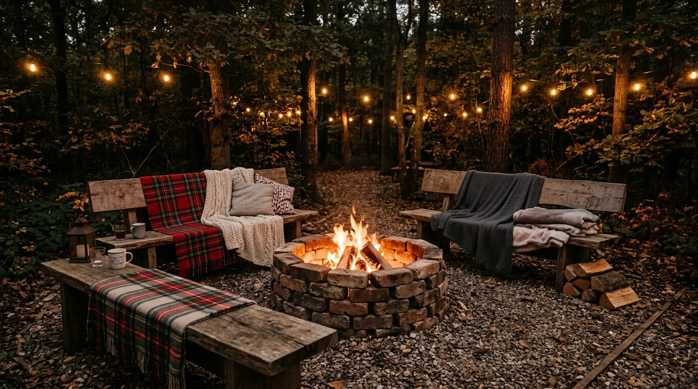 Use a rustic wood-and-brick material mix