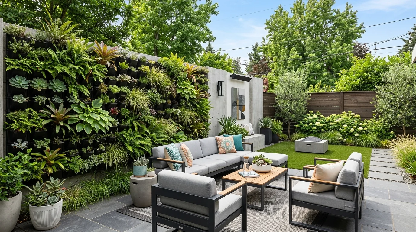 Add a monochrome outdoor rug