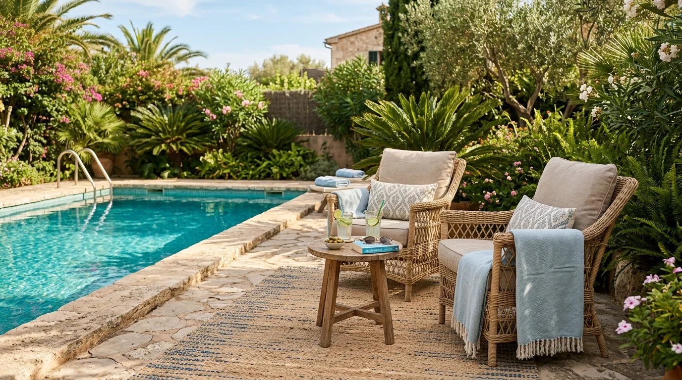 Create shade with umbrellas or a pergola