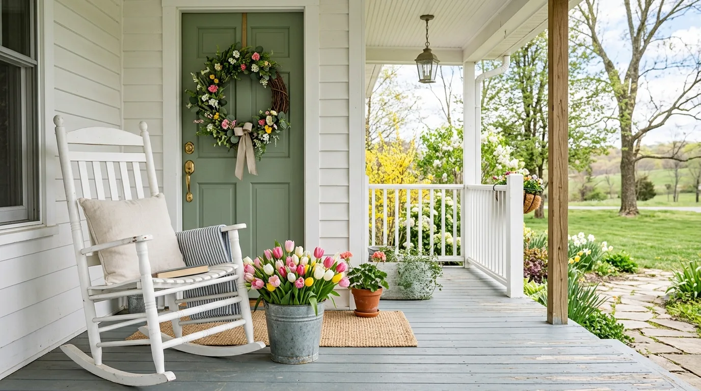 Layer a patterned rug under the doormat