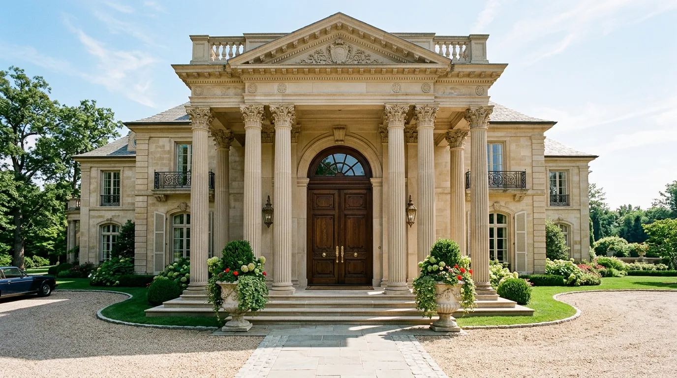 Pair columns with matching lantern lights