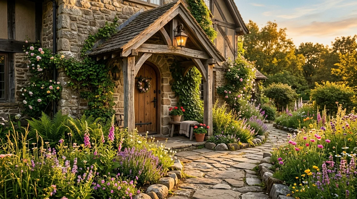 Frame the doorway with greenery