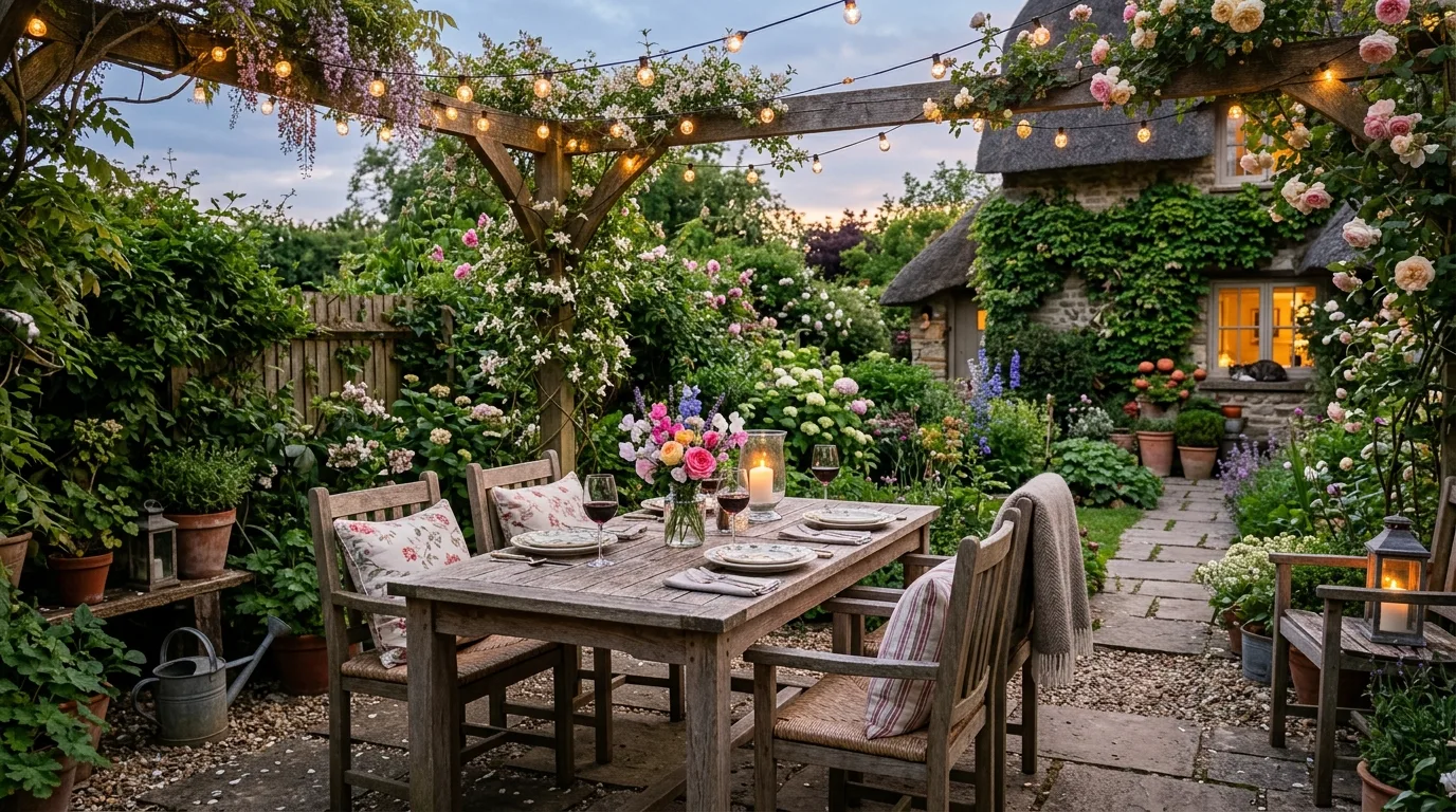 Pergola cottage backyard