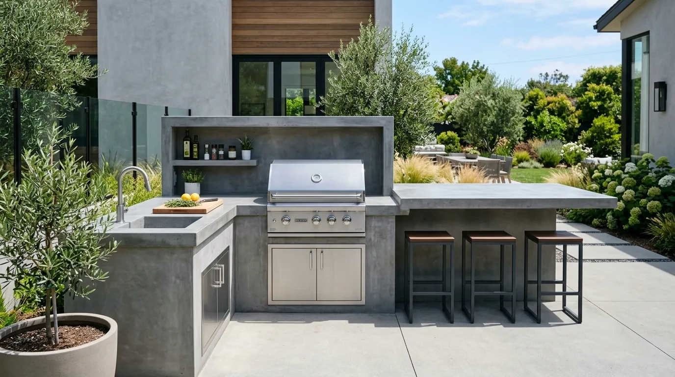 12 Concrete Outdoor Kitchen Ideas for a Durable and Contemporary Backyard