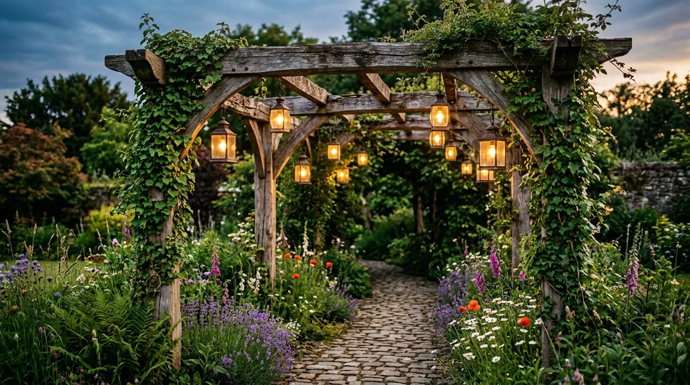 Arbor over gravel path