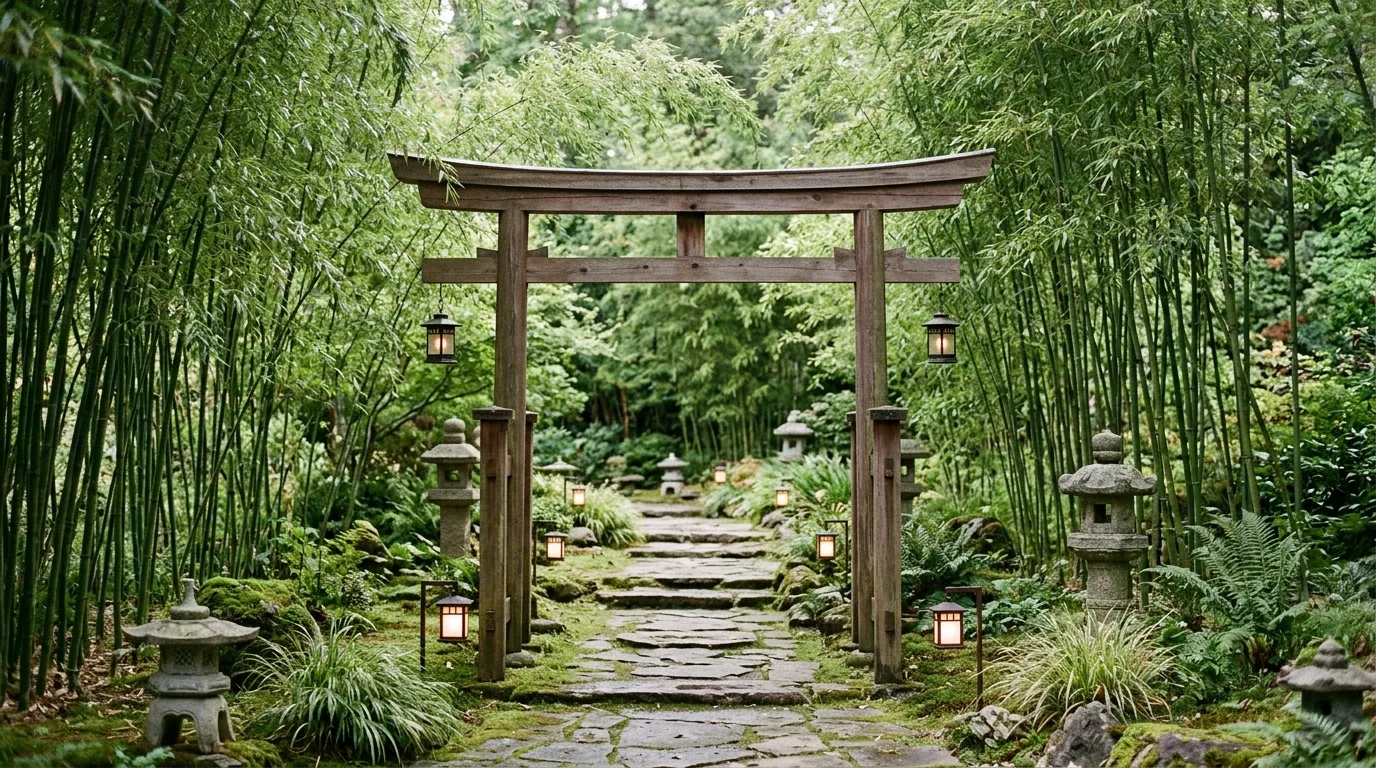 Arbor with lantern lighting