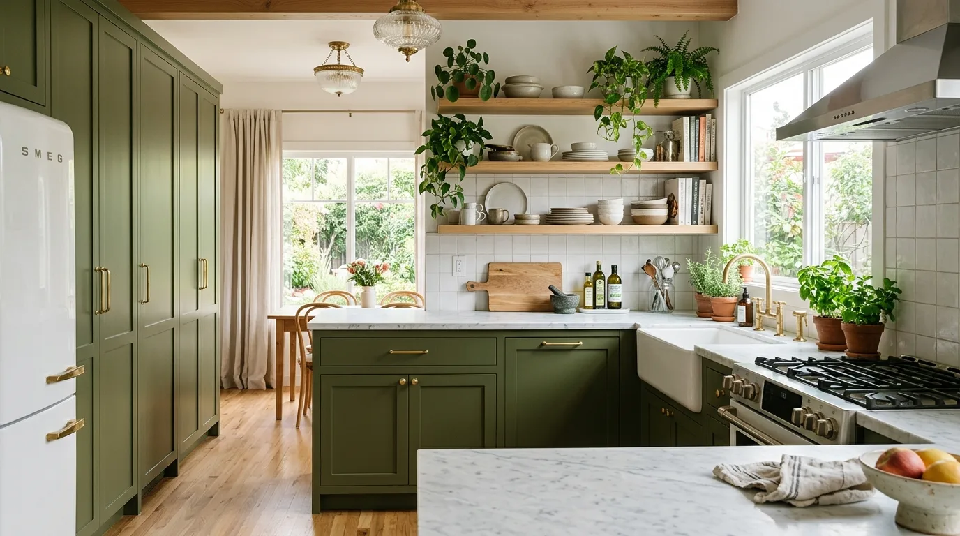 9 Olive Green Kitchen Cabinet Ideas to Bring Nature Into Your Home
