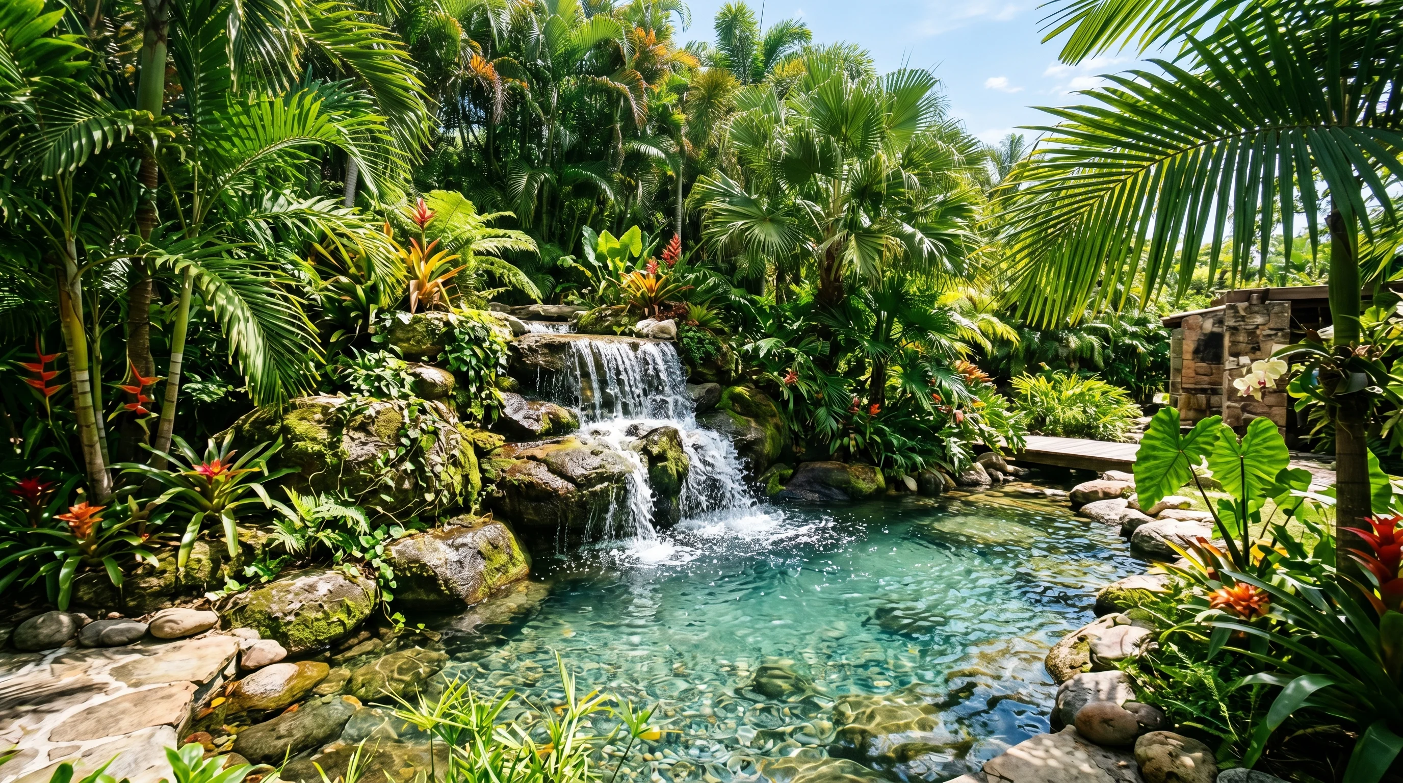 Waterfall near patio