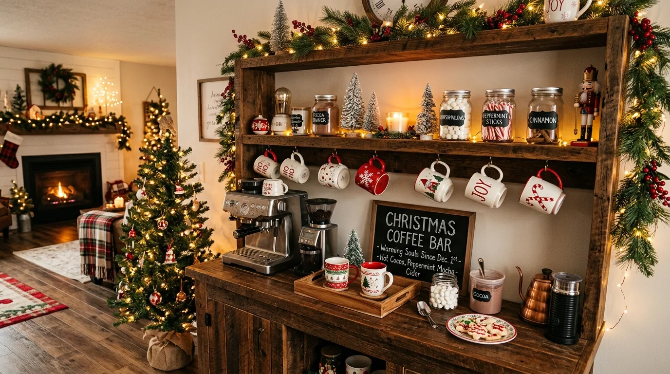 9 Christmas Coffee Bar Ideas to Create a Cozy Holiday Corner