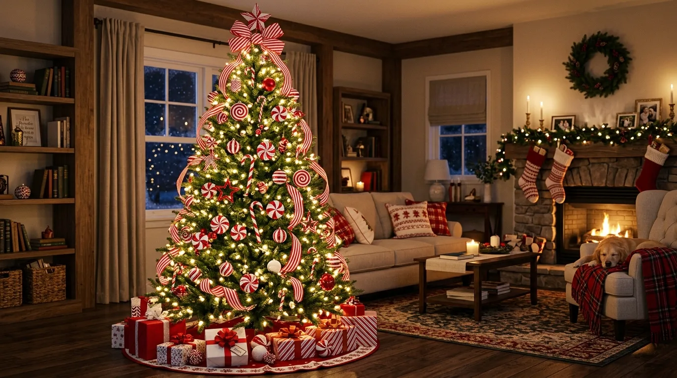 12 Peppermint Christmas Tree Decoration Ideas for a Sweet Holiday Theme