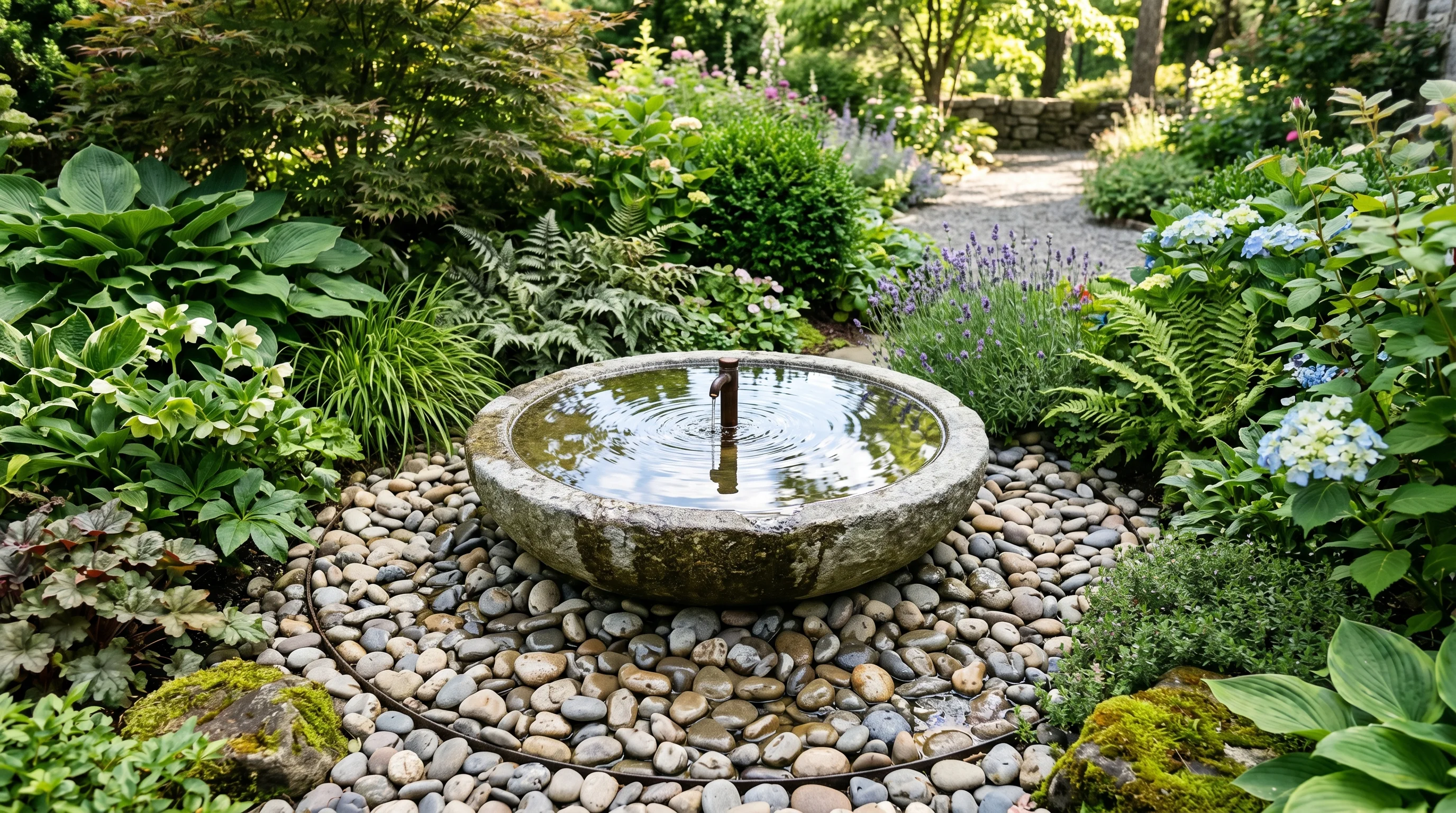 Compact garden fountain retreat