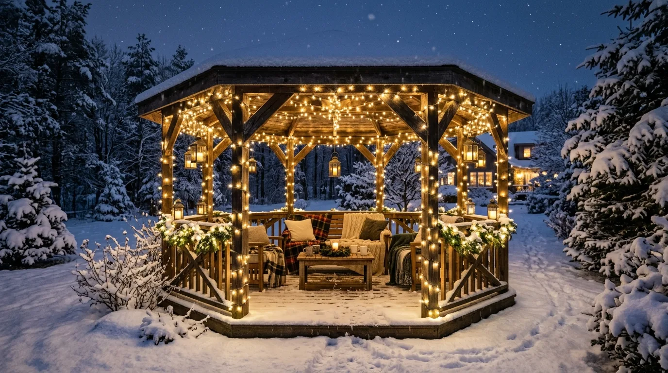 10 Gazebo Christmas Decorating Ideas for a Cozy Winter Gathering Spot